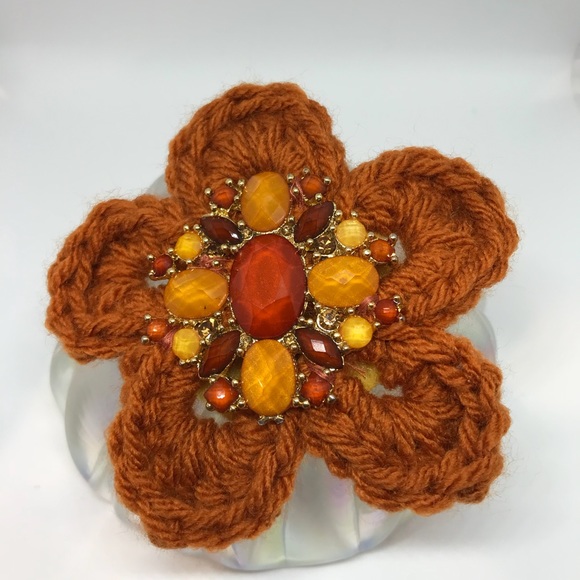 Handmade Crocheted Hat, Scarf & Flower Brooch - Picture 4 of 5